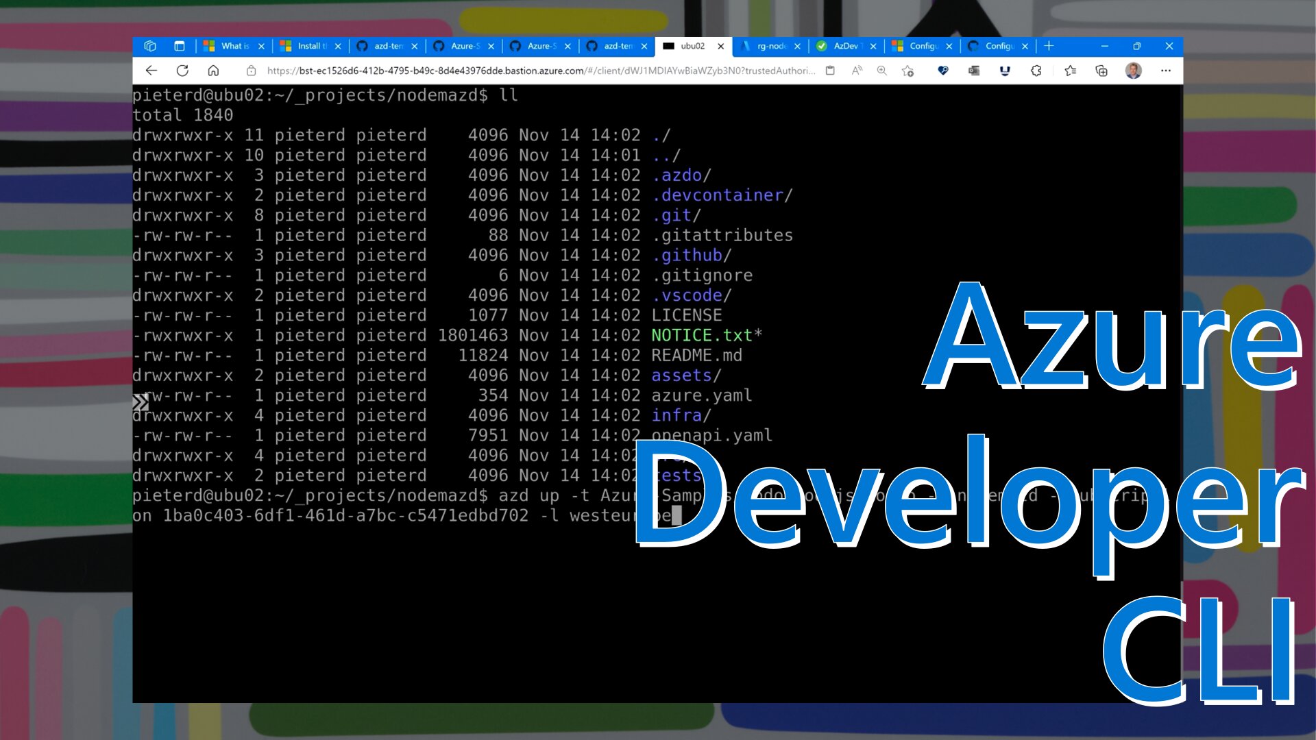 Azure Developer CLI (azd) command-line tool deploying from community templates
