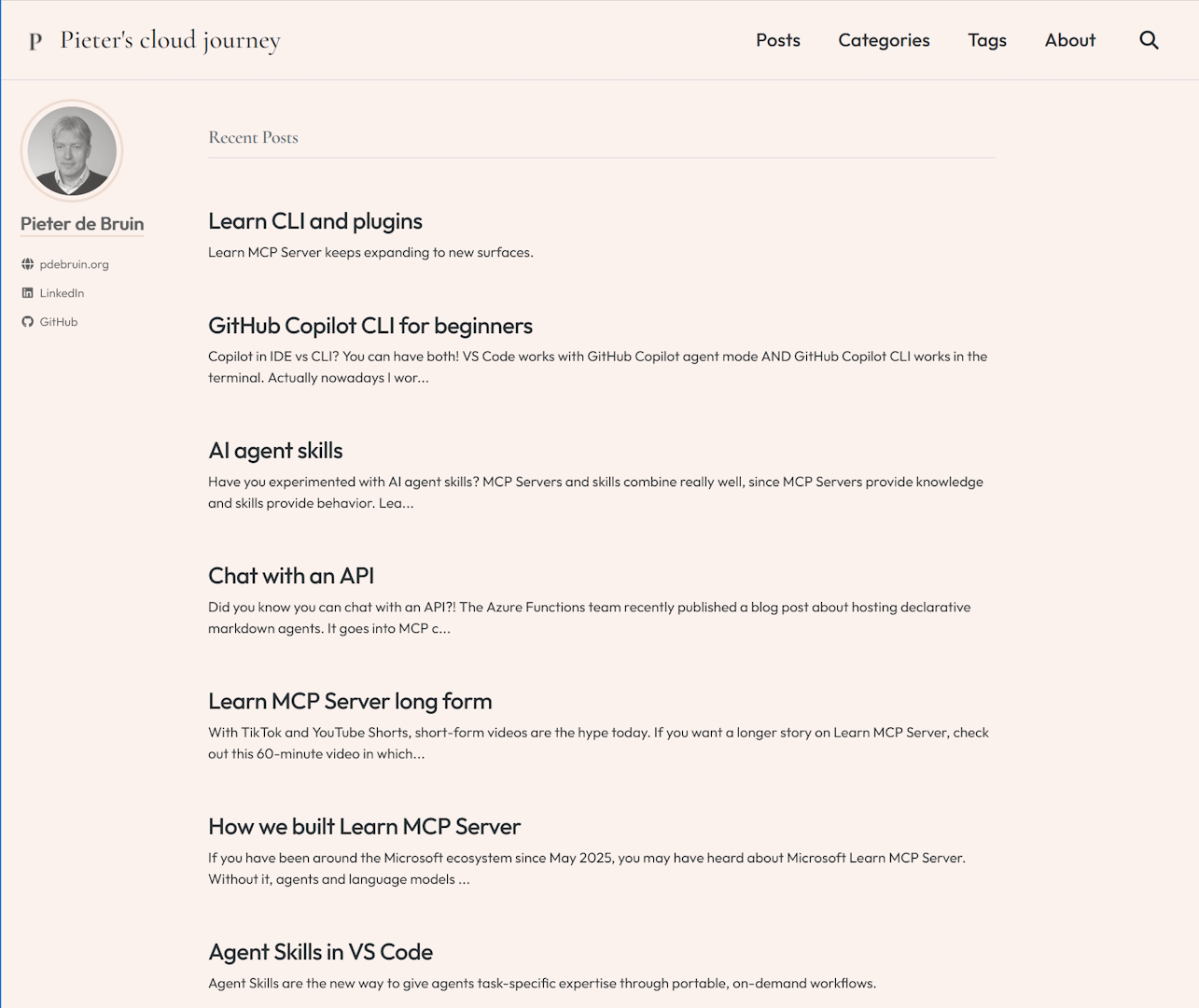 screenshot of blog overhaul with Copilot CLI